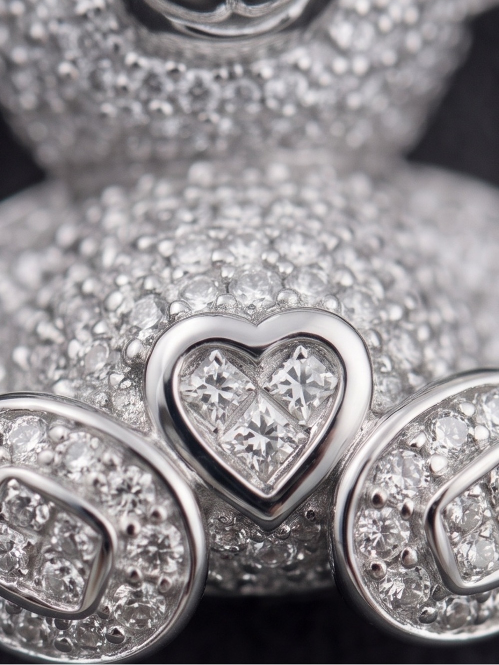 Moissanite Teddy Bear Pendant 926 Silver 2 CTW - Picture 3 of 4